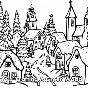 Christmas Village Coloring Pages - Free &amp; Printable!