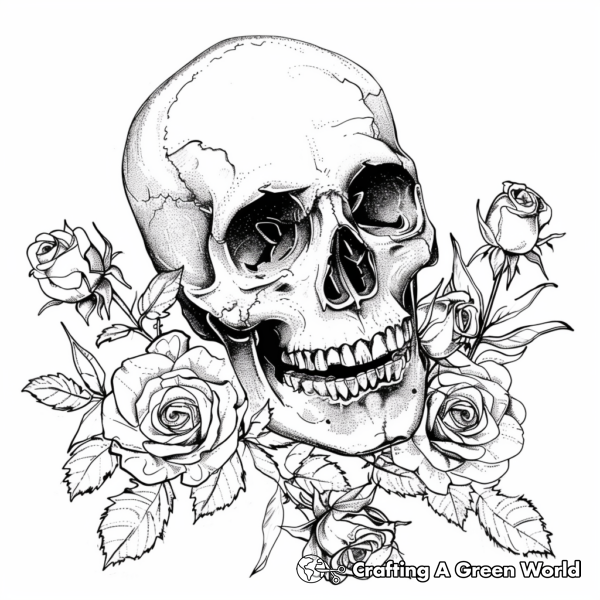 Skull And Roses Coloring Pages - Free & Printable!