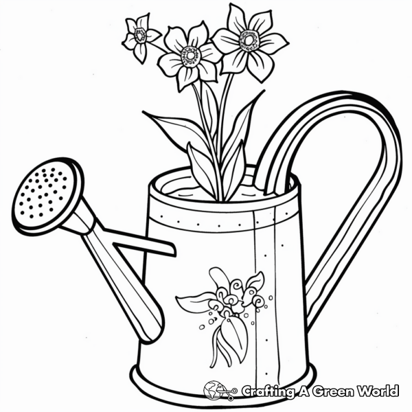 Watering Can Coloring Pages Free Printable 