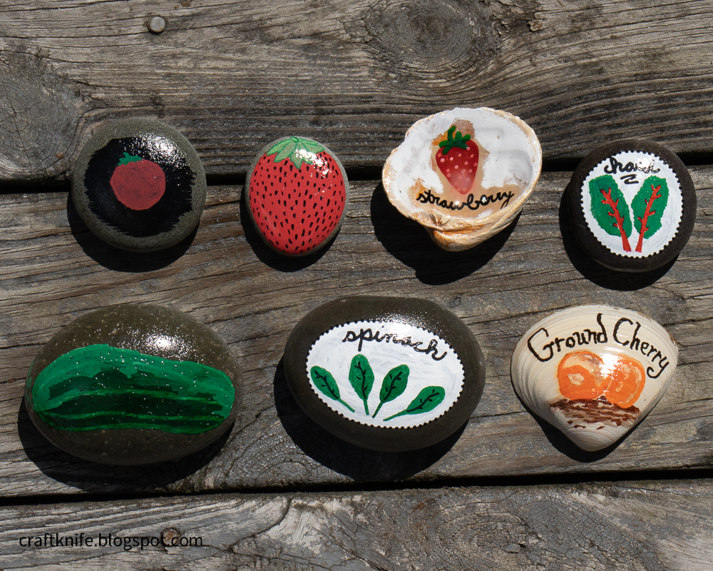 Markers For Rocks DIY Painted Rock and Shell Plant Markers