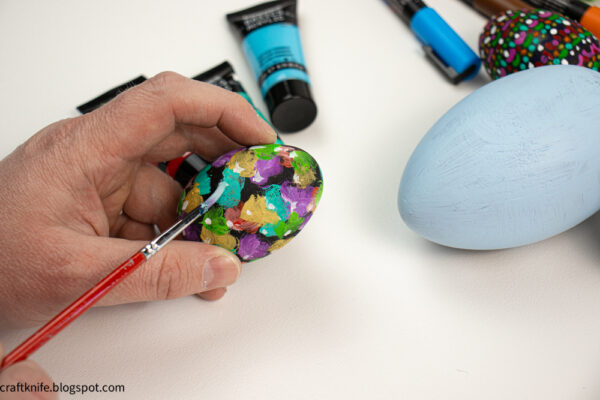 hand-painted wooden eggs